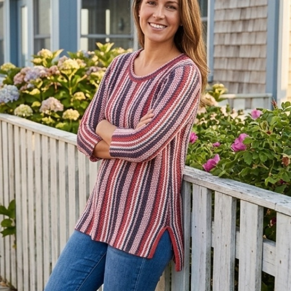 Soft Surroundings Montego Bay Chunky Knit Sweater Tunic Pullover Crewneck S